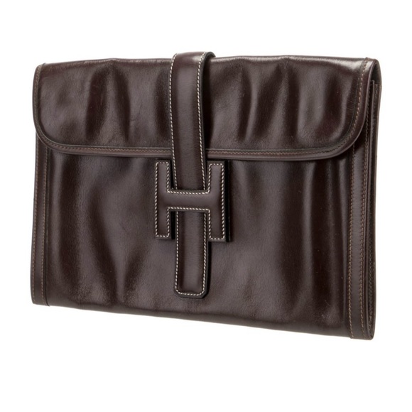 Auth Vtg Hermes Box Jige 29 Clutch Handbag Purse Minimalist Luxury Classic Gift - Picture 4 of 15